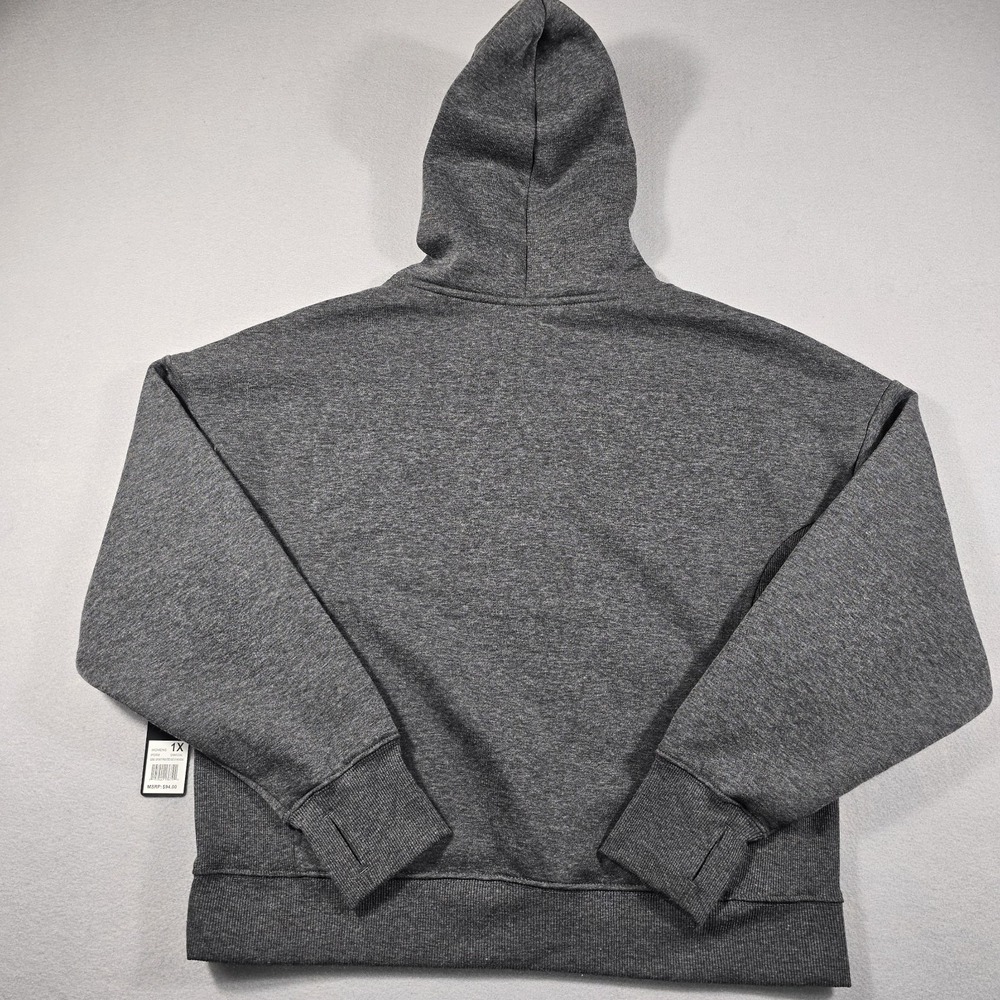 Bebe Sport Womens 1X Charcoal Hoodie‎ Printed Big B Camo Logo Pullover - Picture 5 of 12